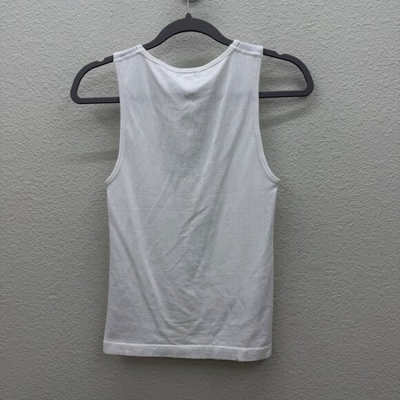Evereve White Daisy Sleeveless Ribbed Tank Top Shirt Womens size XS/S NEW - Picture 5 of 7
